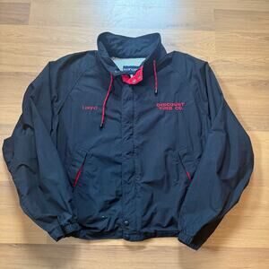 Vintage 90's Swingster Discount Tire Co. Black Zip Up Windbreaker Jacket Sz L